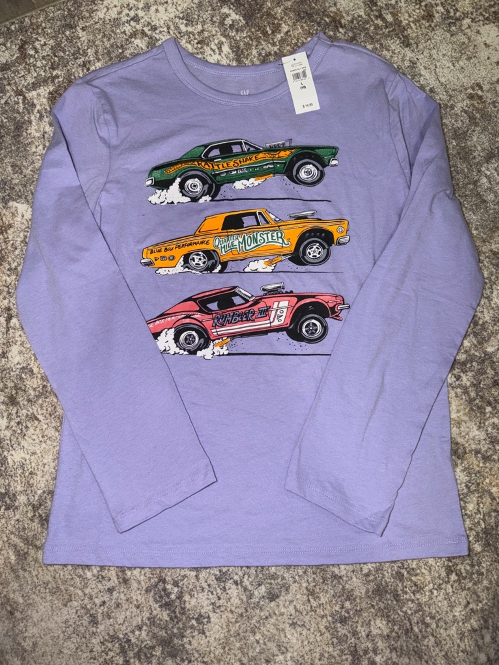GAP Lilac Tee with Vintage Race Car Print